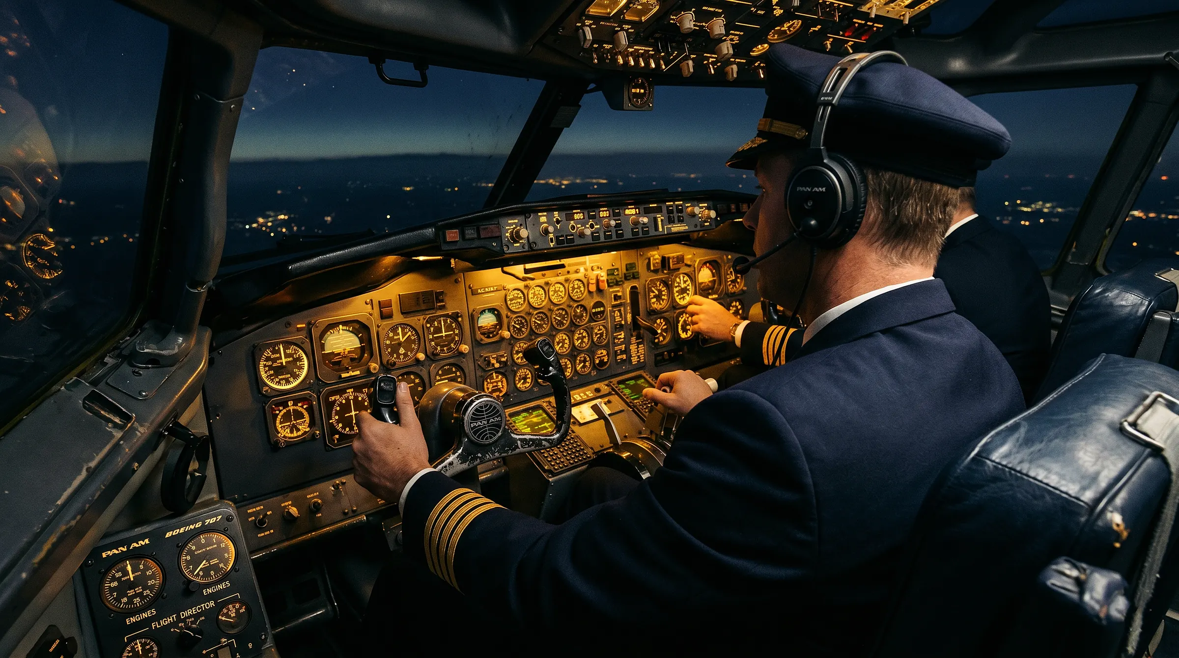 Piloto no cockpit assumindo o controle