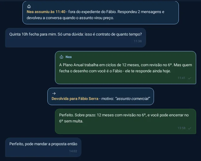 A Nea na caixa de atendimento