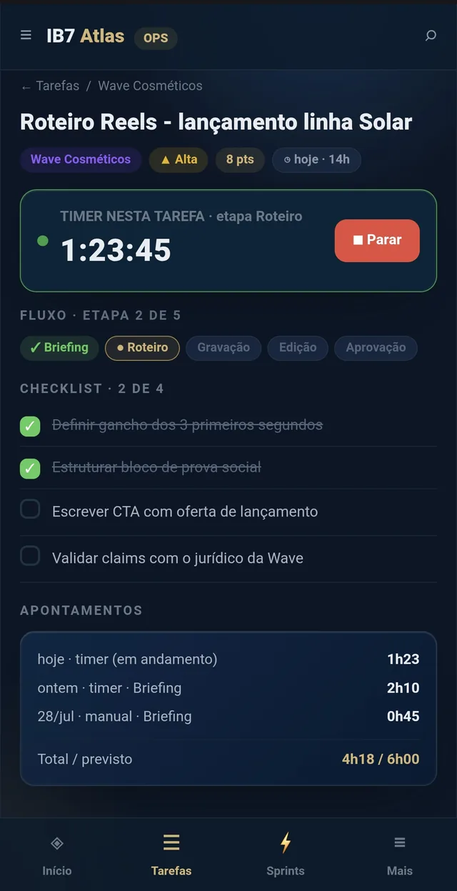 Timer dentro da tarefa